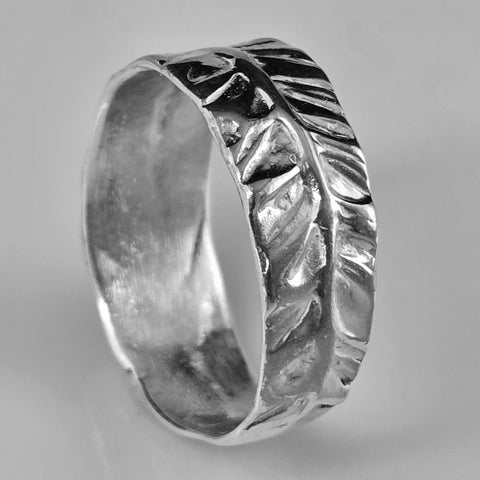 Wide Fir Bough Silver Band