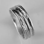 Palm Tree Bark Silver Band