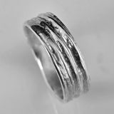 Palm Tree Bark Silver Band