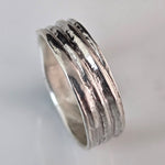 Palm Tree Bark Silver Band