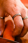 Bobbin texture silver ring made in Miane.
